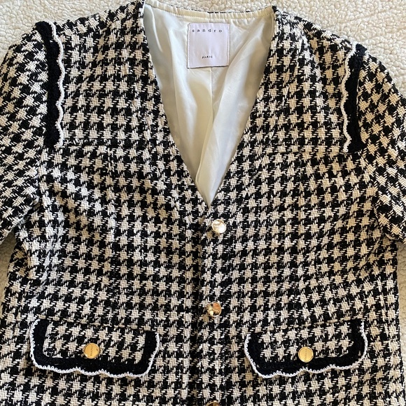 Sandro Houndstooth Tweed Jacket Size 36 - Picture 3 of 3